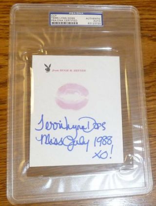 Terri Lynn Doss Signed W Lip Print Kiss Playboy Stationary Psa/dna Autograph