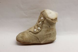 Vintage Victorian Era Antique Leather Baby Or Doll Shoe W/lace Top About 5 "