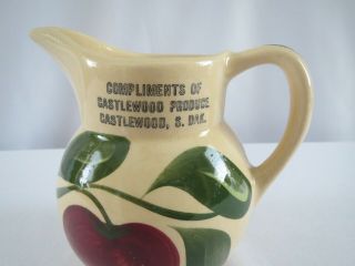 Watt Pottery Advertising 62 3 Leaf Apple Creamer Castlewood SD South Dakota Pro 3