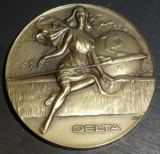 Delta Air Lines Boeing 727 Medallic Art Co.  Ny Bronze Medallion Medal Boxed Token