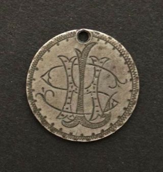 1885 Silver Dime Antique Victorian Folk Art Love Token Engraved Shl Coin Charm