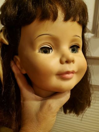 Head Only Vintage 35 " Ideal Patti Playpal Doll G 35 Brown Hair Brunette Pretty