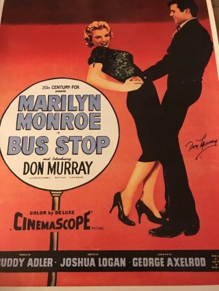 Marilyn Monroe Don Murray Bus Stop Autograph Jsa Poster Signed 24x36