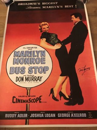 Marilyn Monroe Don Murray Bus Stop Autograph JSA Poster Signed 24x36 2