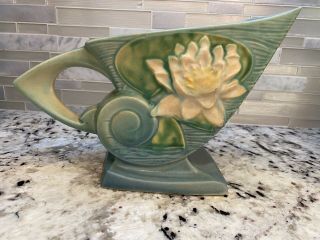 Vintage 1940s Roseville Blue Pottery Pitcher Or Vase