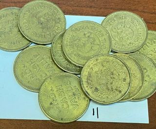 11 X Nd One Sided Small Odd Size Vintage Chuck E Cheese Token,  Cec.  866 " Game