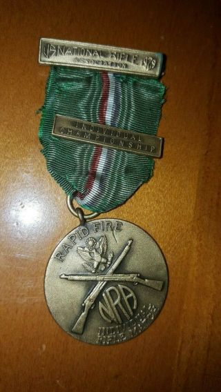 1929 Medal Nra National Rifle Association Rapid Fire Indivdiual Championship