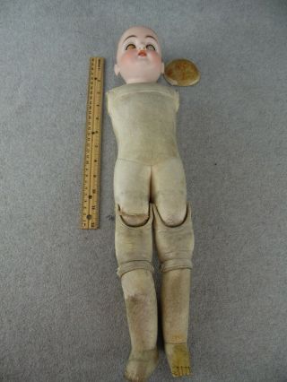 20 " Antique Bisque Head German Kestner Doll W Leather Body