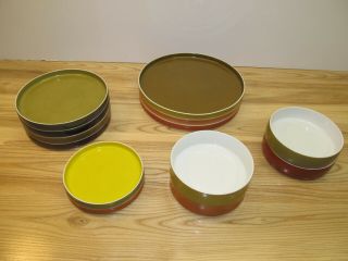 Set Of 11 Vintage Block Chromatics Plates Bowls Gold Brown Germany
