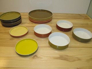 Set of 11 Vintage Block Chromatics Plates Bowls Gold Brown Germany 2