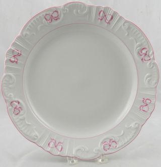 Vista Alegre Ruban Pink Ribbon Bow Round Chop Plate Platter 11 - 3/4 "