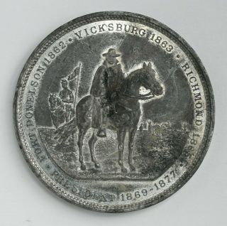 1822 - 1885 President Ulysses S.  Grant In Memoriam White Metal Medal