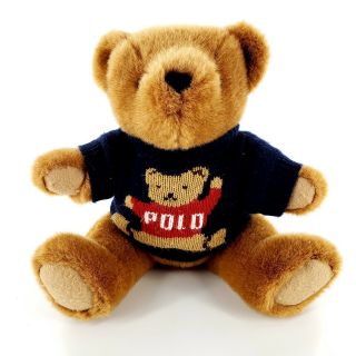 Vintage 1997 Polo Ralph Lauren 14” Plush Teddy Bear Jointed Legs Knit Sweater