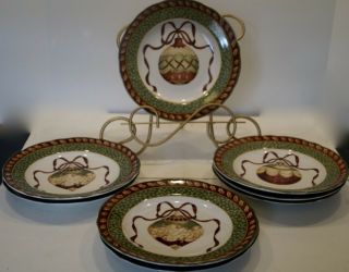Set Of 8 Charter Club Winter Garland Accent 9 " Luncheon Salad Plates