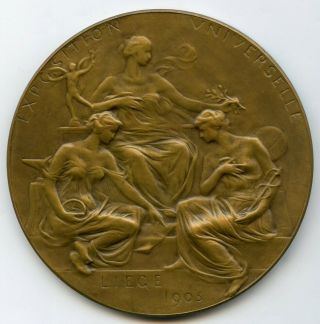 Belgium Art Nouveau Bronze Medal Liege International Exposition 1905 By Dubois