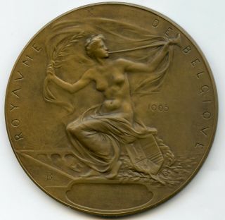 Belgium Art Nouveau Bronze Medal Liege International Exposition 1905 By Dubois 2