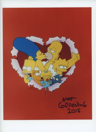 Matt Groening Signed Photo The Simpsons Family Photo 8x10 Inch Includes