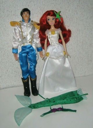 Disney Theme Park " The Little Mermaid " Dolls Princess Ariel And Prince Eric
