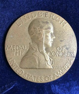 Charles Lindbergh 2 3/4 " Bronze Medal Of Congress From U.  S.