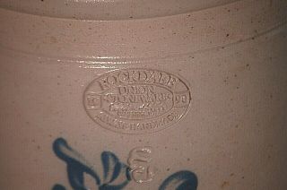 Rockdale Union Stoneware Salt Glaze Crock Jar Cobalt Blue Bird Floral Art Potery 3