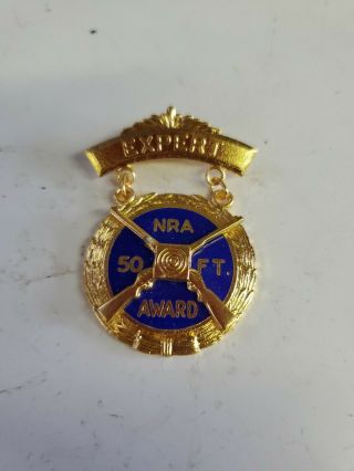 Nra 50 Ft.  Shooting Expert Award Medal Brassvtg Blue Gold Sharp Shooter (jl)