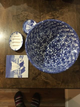 Shard Pottery Maine Coastal Village Bowl,  Trivet,  2 Soap Dishes - Set Of 4 3
