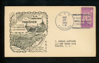 Us Naval Ship Cover Uss Thresher Ss - 200 Pre Wwii 1940 Commission Submarine