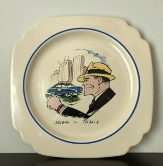 Vintage 1950 Homer Laughlin Dick Tracy Plate,  Century Comics Fiestaware Fiesta