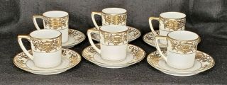 Antique Noritake Christmas Ball - No.  16034 - Qty 6 - Demitasse Cups And Saucers