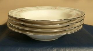 Htf Noritake Ivory China 7293 Rothschild Set Of 4 Rim Soup Cereal Bowls