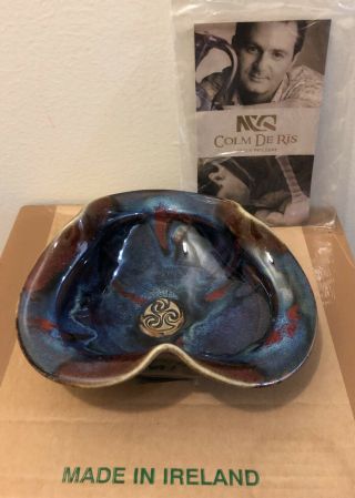 Colm De Ris Blue Irish Pottery Clover Dish Open Box