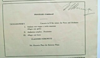 Vladimir Horowitz Signed Program / Autograph (philadelphia 1928)