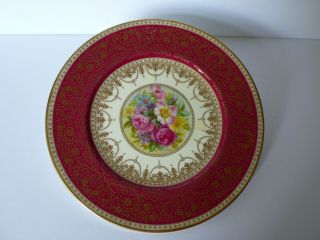 Antique English Cauldon China Floral Cabinet Plate Artist Signed