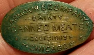1901 Pan Am Fair Expo.  Elongated Cent Advertising Token Armour Co.  Canned Meats