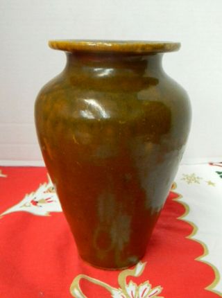 C.  R.  Auman Nc Pottery Flat Rim Vase,  Lorenzo " Wrenn " Cole,  20s