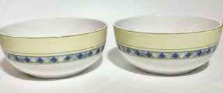 Set Of 2 - Royal Doulton - Carmina - Soup/ Salad Bowls - 6” Yellow Blue
