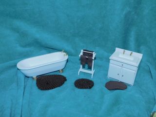 Wooden Doll House Miniature Bathroom Set