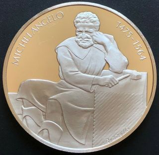 1975 Sterling Silver Medal Honoring The 500th Anniversary Of Michelangelo