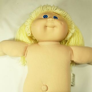 Vintage Cabbage Patch Kids Doll Blonde Pig Tails Blue Eyes One Dimple 1982 Cpk