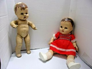 2 Vintage Composition Baby Dolls For Restore Or Parts,  From 1940s