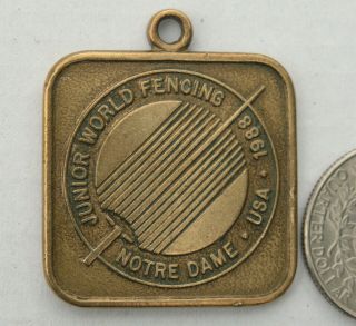 1988 Junior World Fencing Championships Medal,  South Bend,  Indiana,  Usa.  Notre Dame