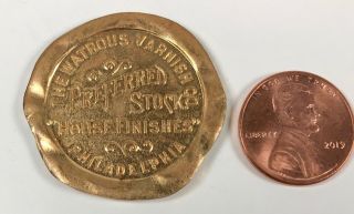 Antique Vintage Pre - 1930 Good Luck Brass Token Coin Varnish Advertising Swastika