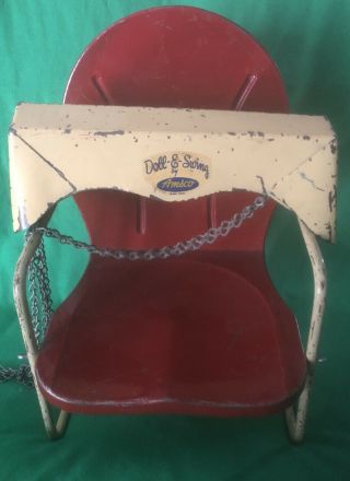 Vintage Amsco Lawn Chair Metal Doll E Swing Red 2