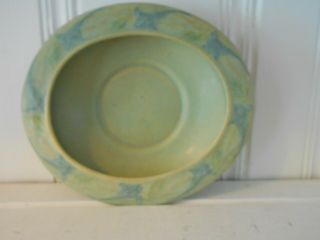 Roseville Pottery Cremona Green Large Console Bowl 10 " X11 " Art Deco Perfect
