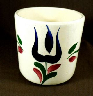 Rare Watt Pottery Pennsylvania Dutch Tulip 5 Inch Grease Jar No.  47