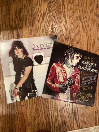 Joan Jett Unvarnished Autographed Signed Album Lp Record And Bad Reputation Lp