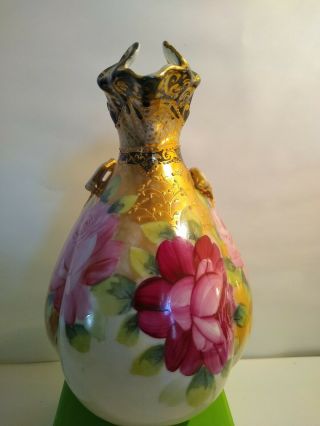 Nippon Art Nouveau Hand Painted Floral Colbalt/Gold Beaded 7 