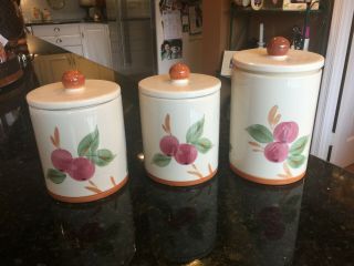 Franciscan Apple 5 1/8 " & 6 1/8 " High Medium Canisters & Lids,  Set Of 3