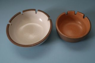 Mid Century Modern Edith Heath Ceramics Large & Small Ashtrays White,  Pumpkin 2