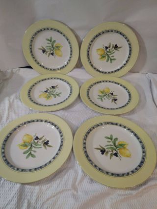 Royal Doulton Carmina Dinner Plates Set Of 6 Lemon Olive Yellow